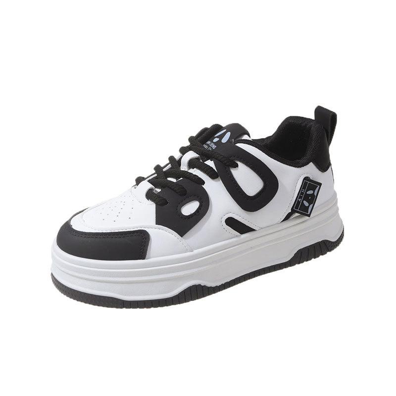 Student Sports and Leisure Little White Shoes Women's 2025 New Spring Versatile Black and White Panda Shoes Platform Heightening Board Shoes