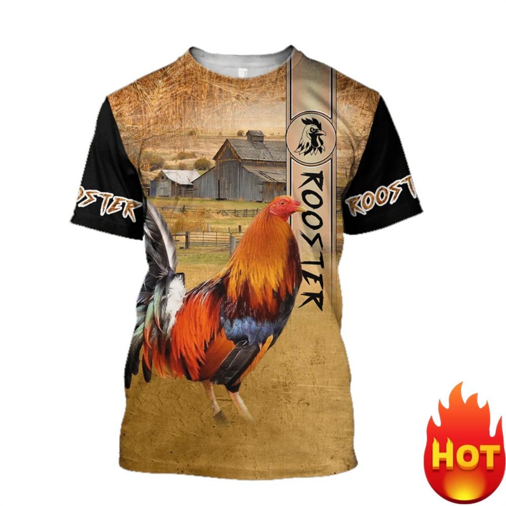 Vintage Rooster Graphic T-shirt Men Women3D Print O-Neck Pullover Casual Short Sleeve T Shirt Fashion Harajuku Unisex Tees