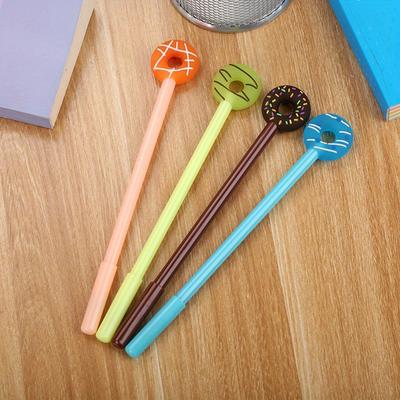 De volta às aulas temporada 10 peças 0,5 mm papelaria terceira geração forma de donut caneta gel desenho animado bonito doce cor caneta à base de água escritório assinatura caneta