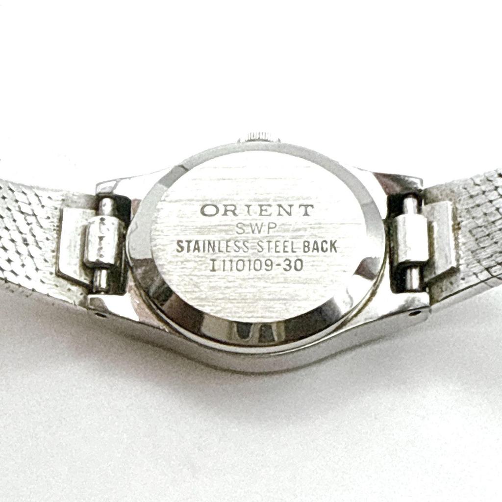 Used C180 [Working/Antique/Battery replaced] ORIENT Orient Quartz Oval Case Bracelet Type Ladies Watch