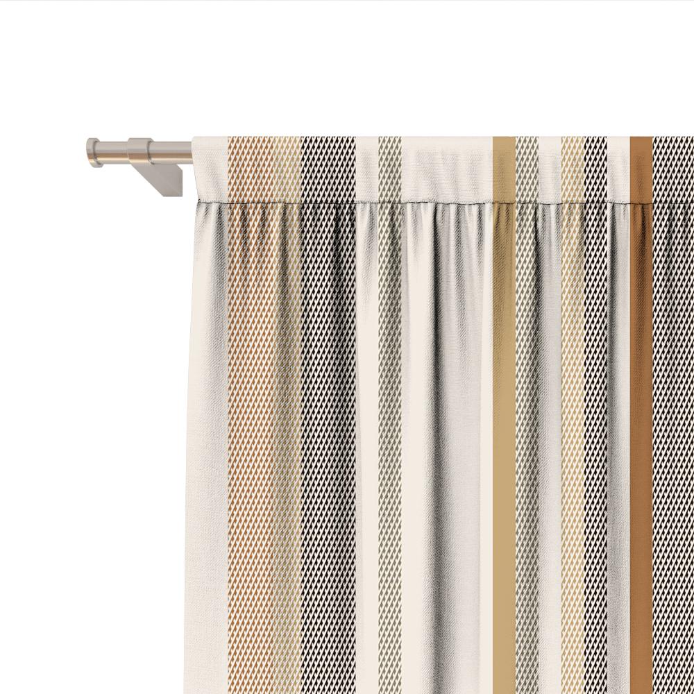 2PC Home Decoration Curtains With Geometric Stripes Background And Rod Pocket Curtains, Suitable For Kitchens, Cafes, Living