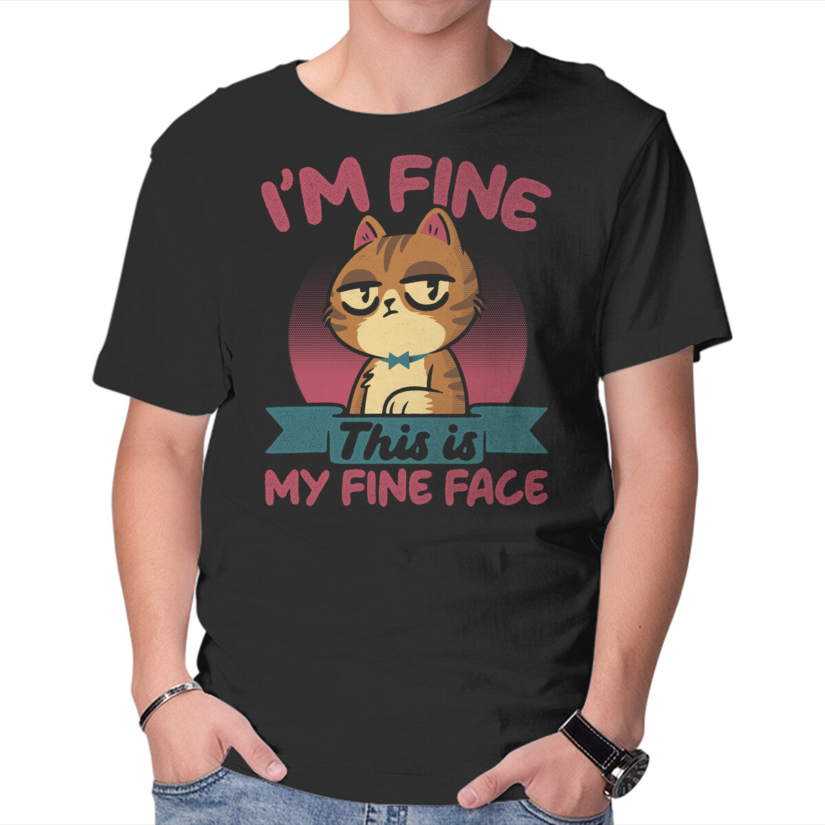 Unisex Crew Neck T-Shirt This Is My Fine Face Graphic Short Sleeve Casual Tee L