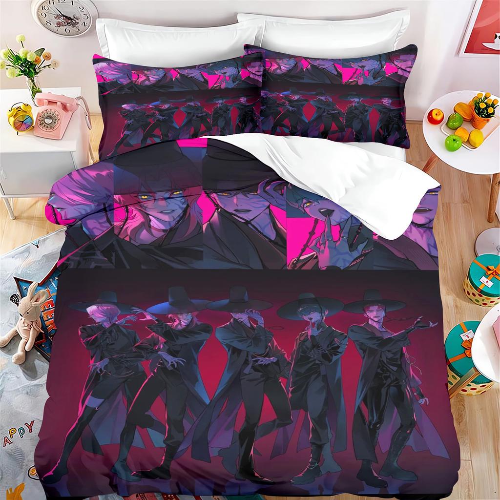 KPop Demon Hunters Anime 100% Polyester Bedding Set Duvet Cover Set Printed Cartoon Home Decor