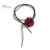 Retro Flower Women Choker Necklace Solid Color Elegant Lace Up Adjustable Strappy Collar Necklace Party Supplies