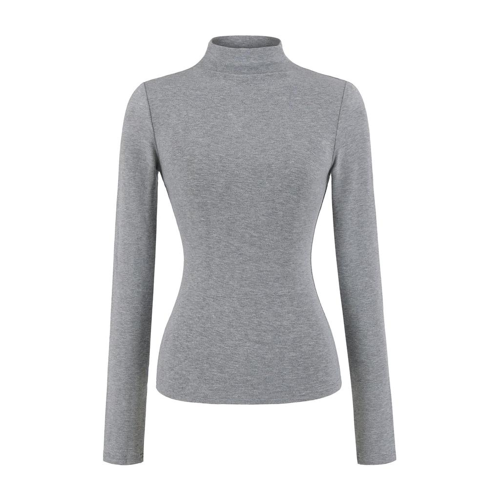 Autumn Winter Brushed Half-High Collar Slimming Pullover Long Sleeve Top 2025