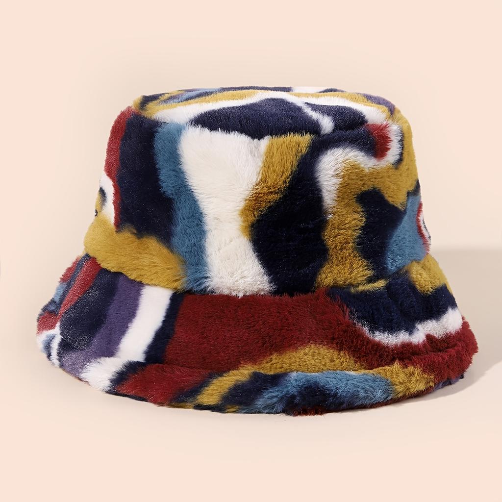 Autumn Winter Panama Hat Women Faux Fur Fisherman Hat Zebra Print Plush Velvet Outdoor Warm Panama Hat Fisherman Hat Female