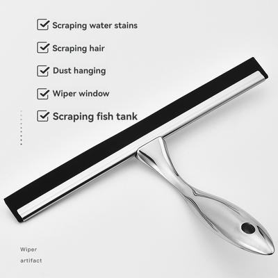 Durable Stainless Steel Shower Squeegee with Hooks Household Saraper Bathroom Window Mirror Glass Cleaning Tool for Shower Door