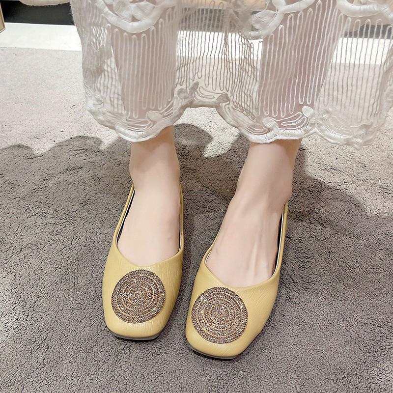 2024 New Versatile Women's Flat Shoes Summer Spring Solid Color Loafers Without Lace Daily Women's Flat Shoes Square Toe