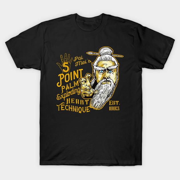 Men Black Print T-shirt Pai Mei 5 Point Palm Exploding Heart Technique No-Cut Transfer Paper Print Cotton Tshirt 4XL чёрный