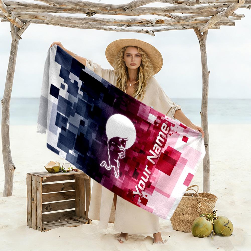 Bull Logo Customized Name Beach Towel Soft Durable Quick-Dry Suitable for Sports Travel Swimming Yoga Bathroom Beach And Pool