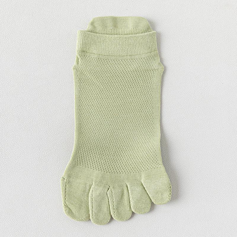 Women's Summer Thin Cotton Antibacterial Five-Toe Breathable Mesh Socks - Split-Toe, Boneless, Short Style.