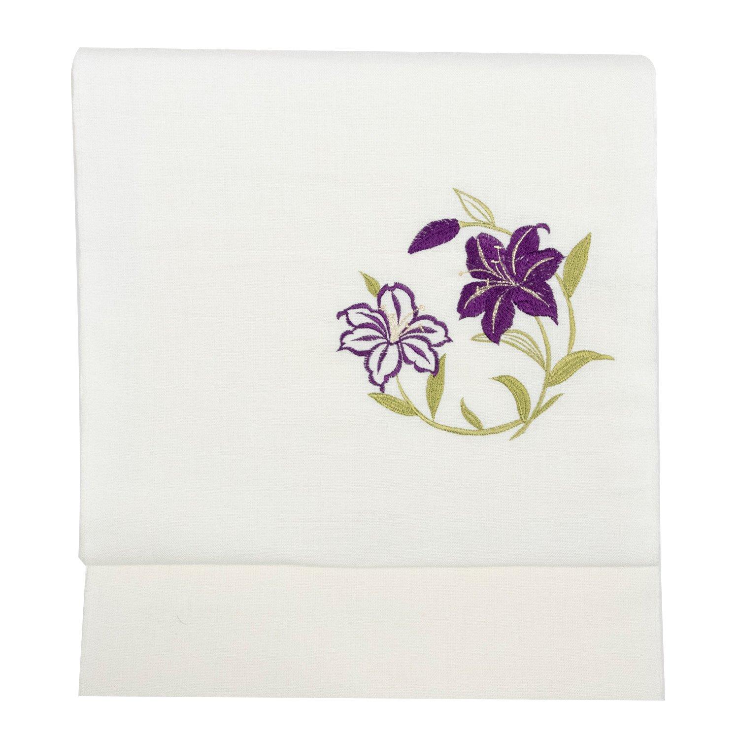 

Linen Nagoya obi embroidery Made in Japan x [KYOETSU] 8-inch Women s (lily white)