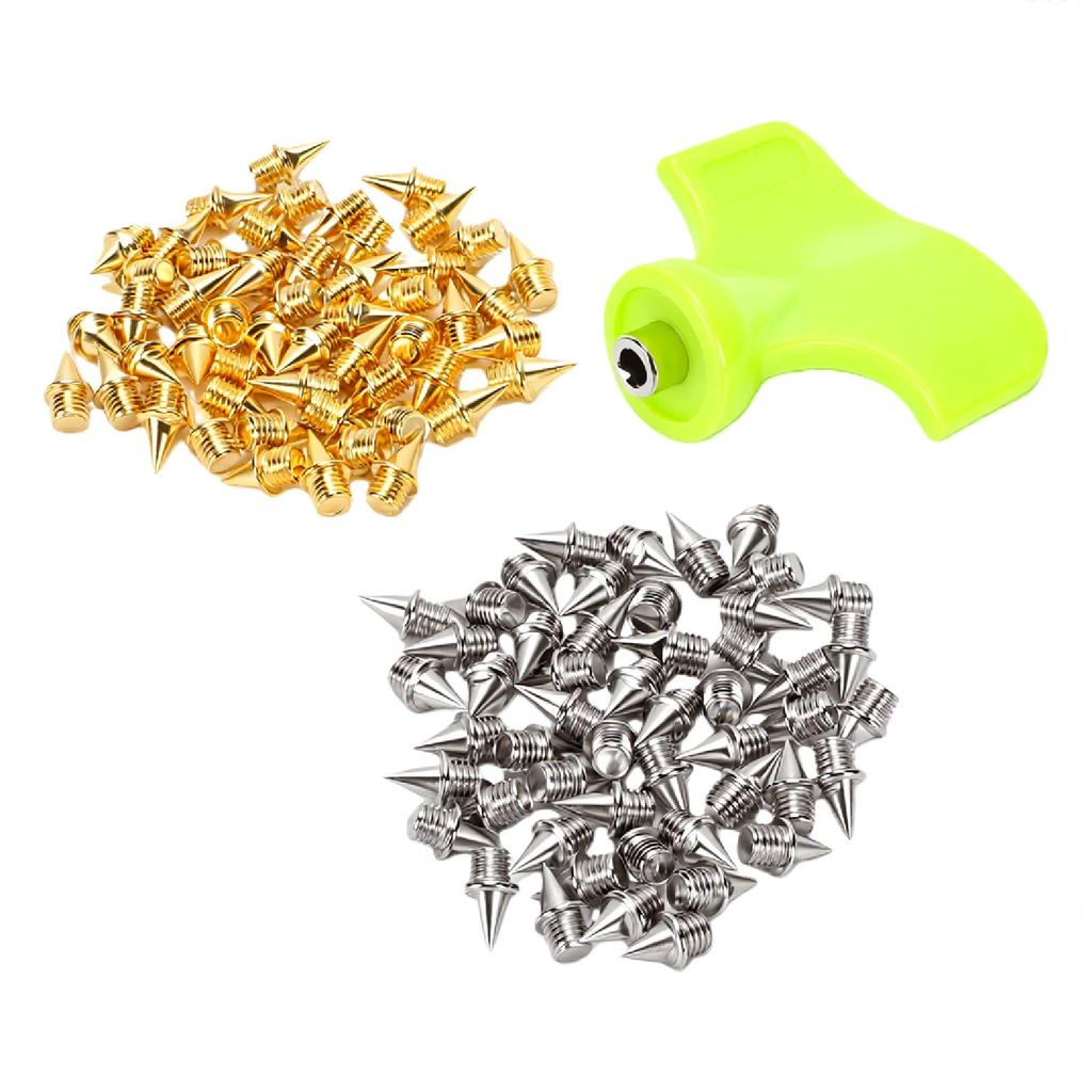 100PCS Track Spikes Alloy Steel 1Celsius4 Inch Track Shoe Spikes Replacement with Spike Wrench for Sprint Sports Running