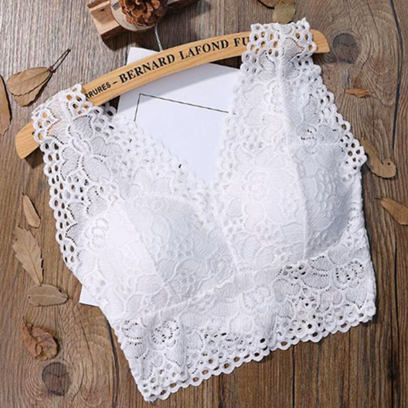 

Женский кружевной сексуальный топ, однотонные топы без косточек, бюстгальтер без косточек, бюстье с сетчатой ​​подкладкой, женские модные укороченные топы one size белый