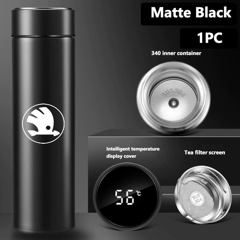ICPG4 For Skoda Smart Thermo Mug Filter Coffee Drink Flask Temperature Display Cup Kamiq MK3 Roomster Rapid Kodiaq Karoq Fabia Enyaq