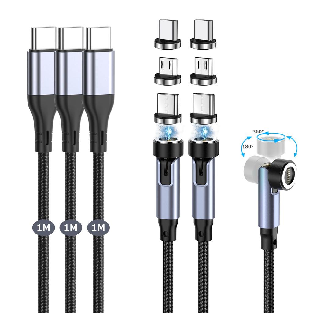 HYDOOD Magnetic Charging 3A Fast Charging Data Phone to Charging Charging Cord Lighting Compatible with Pad Cable, 7-Pin, + Transfer, Type-C Cable,