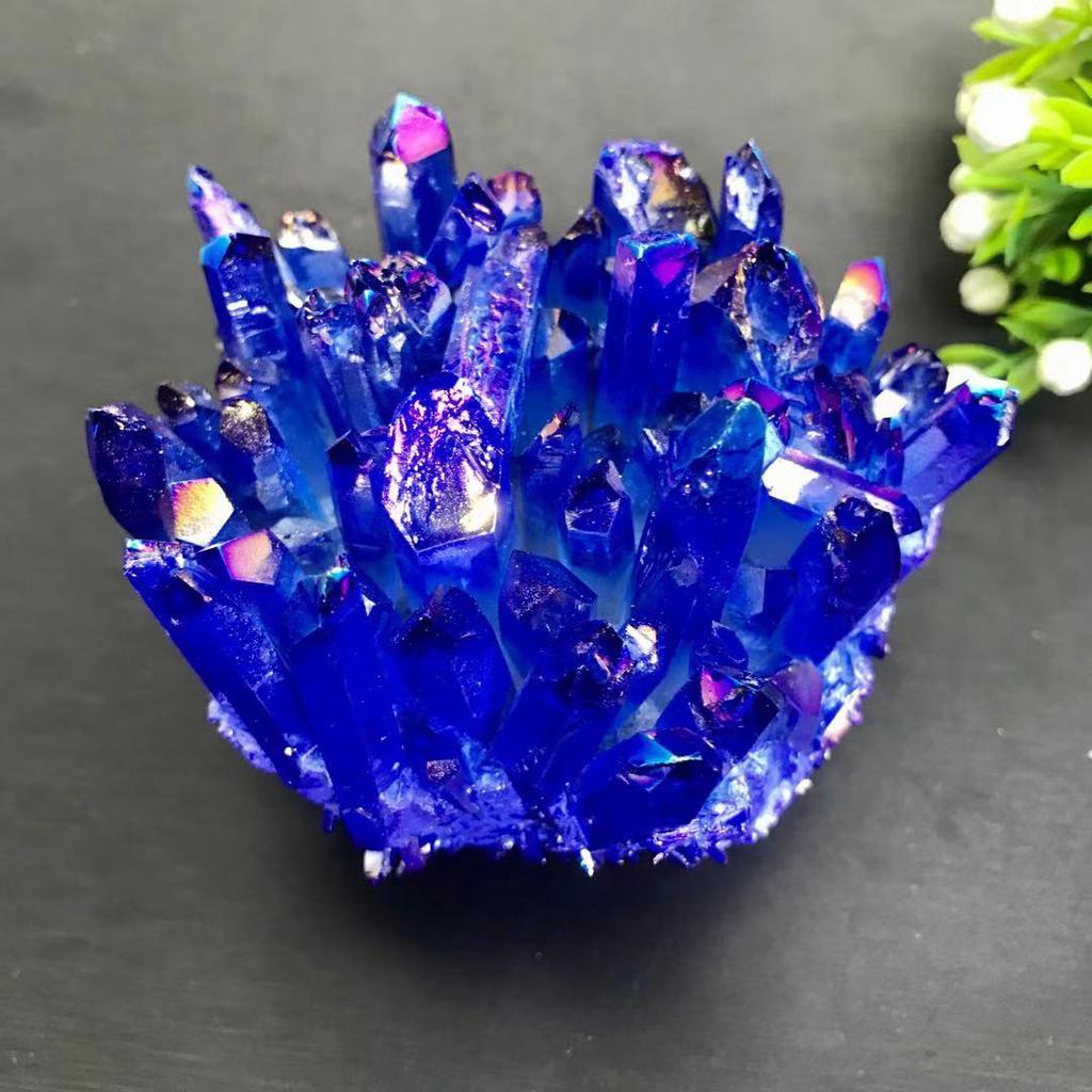 15-70g Blue Crystal Geode Electroplated Blue Crystal Pillar Energy Healing Mineral Stone Rock Home Decor Geode Amethyst
