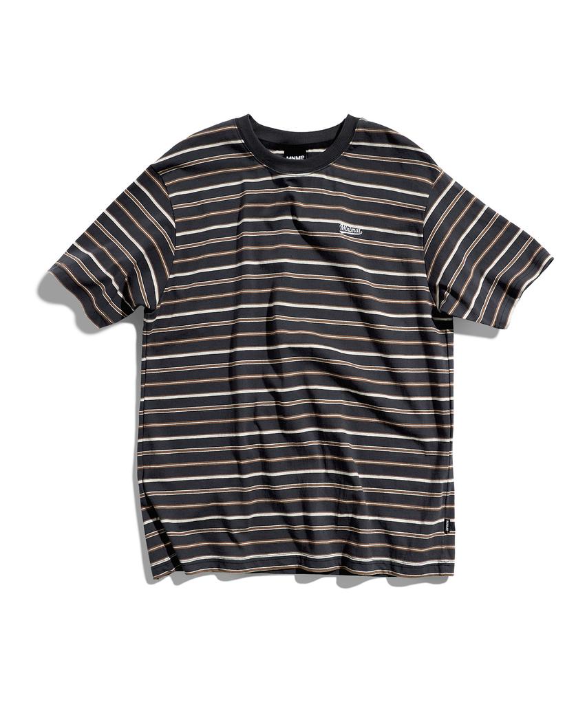 MINIMALPROJECT Minimal Embroidered Logo Border Multi-Stripe Short Sleeve T-Shirt Mst187 [Darkgray]