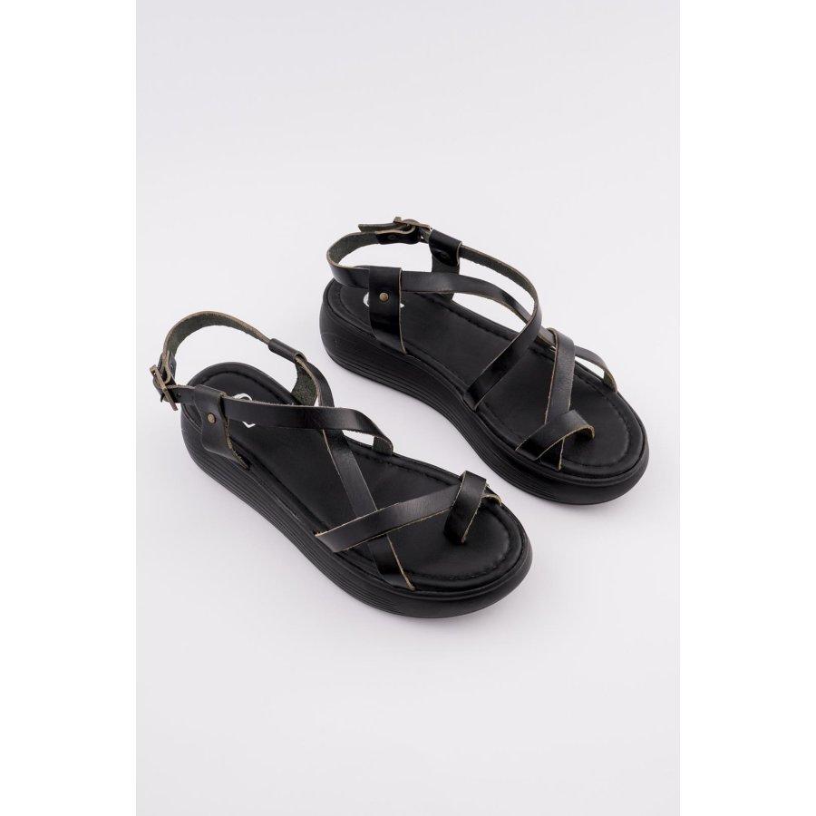 

Women s Genuine Leather Flip-Flops High Soled Sandals 37 чёрный