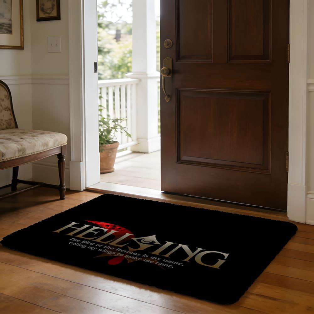 Anime HHellsing Floor Mat Soft Flannel Absorbent Mat Non-Slip Rug Home Bedroom Bathroom