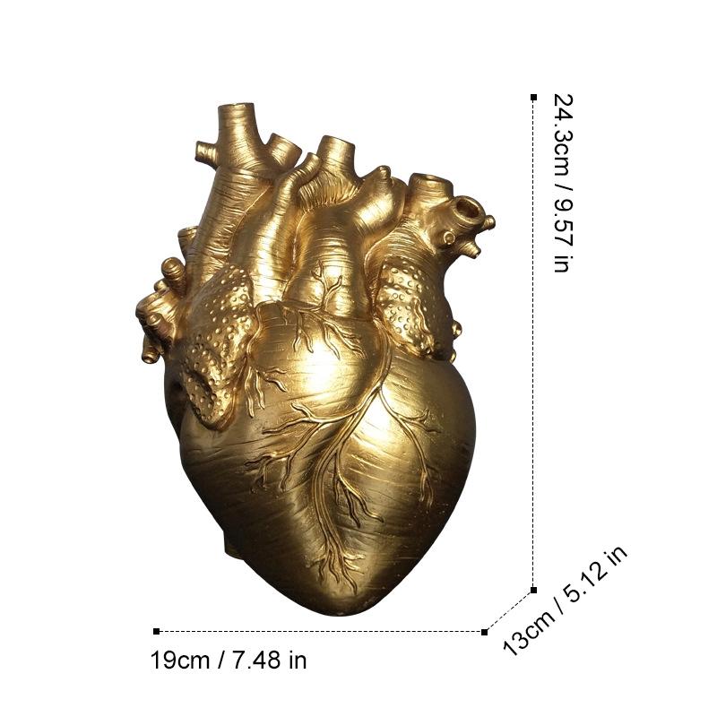 Simulation Heart Vase Flowerpot Resin Ornament Arts And Crafts Originality Home Desktop Flower Arrangement Decoration Gift