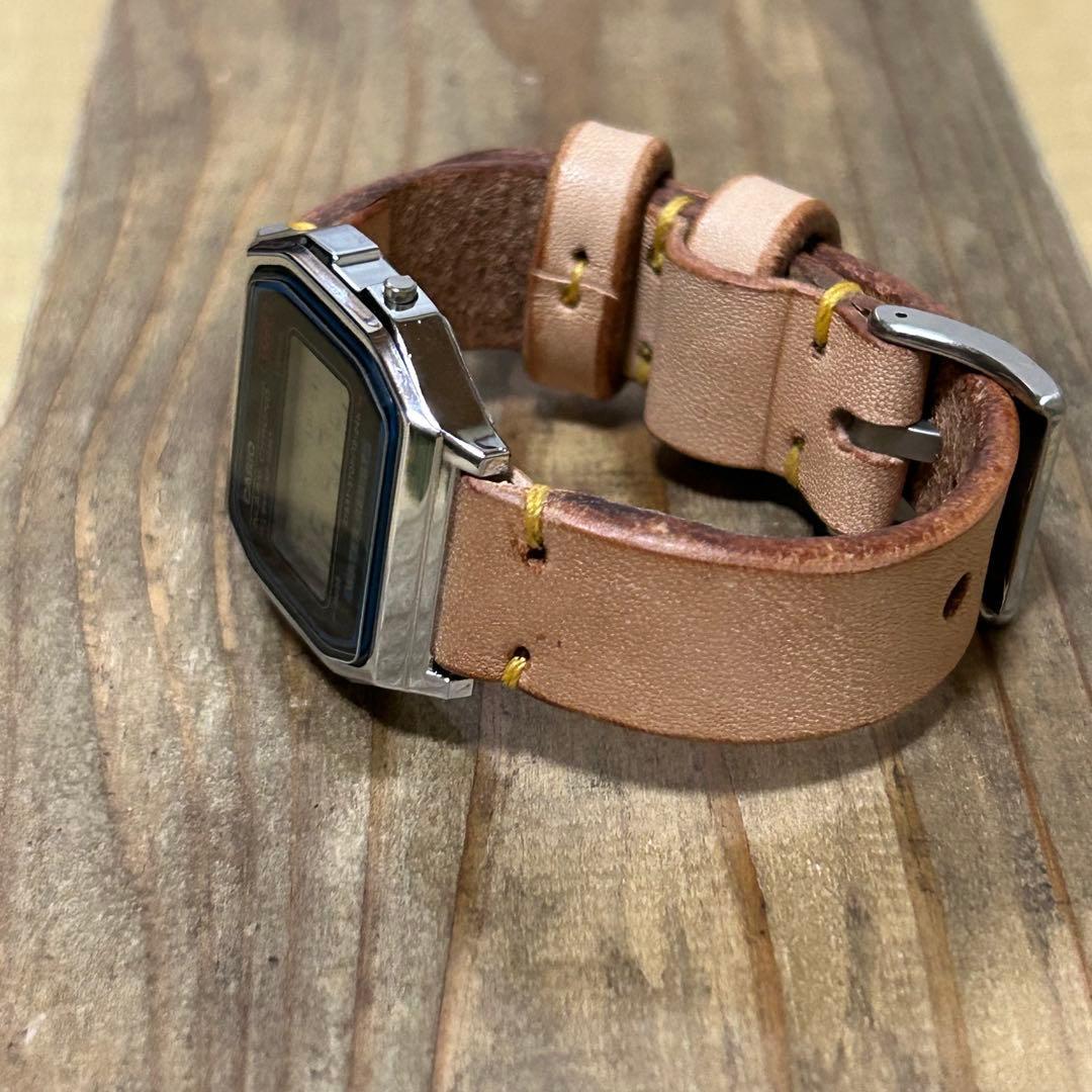 Used Handmade Watch Strap Tanned Leather 18mm Leather Band Compatible with Cheap Casio