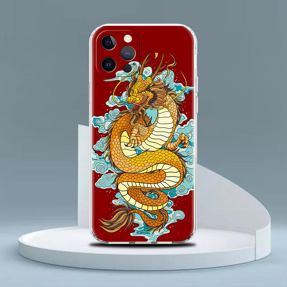 Clear Case For Apple iPhone 14 13 11 12 Pro 7 8 Plus XR X XS Max 6 6S 14Pro Silicone Phone Cover Animal Dragon