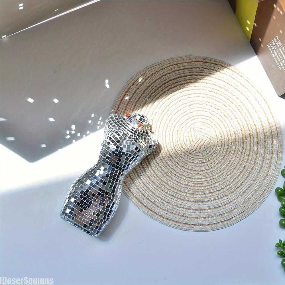 Modernes Skulpturenmodell Interieur Maximalistisch Schmelzend Disco Glitzer Blickfang Licht Reflektiert Kunst Dekorative Spiegel Glas Handwerk