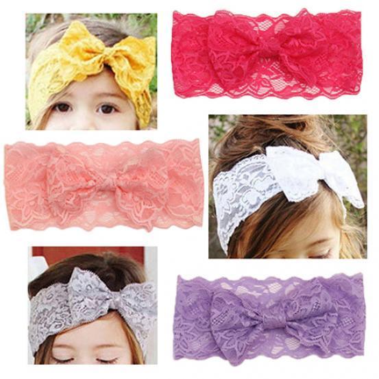 Kids Baby Girl Toddler Lace Bowknot Headband Hair Band Headwear Accessories