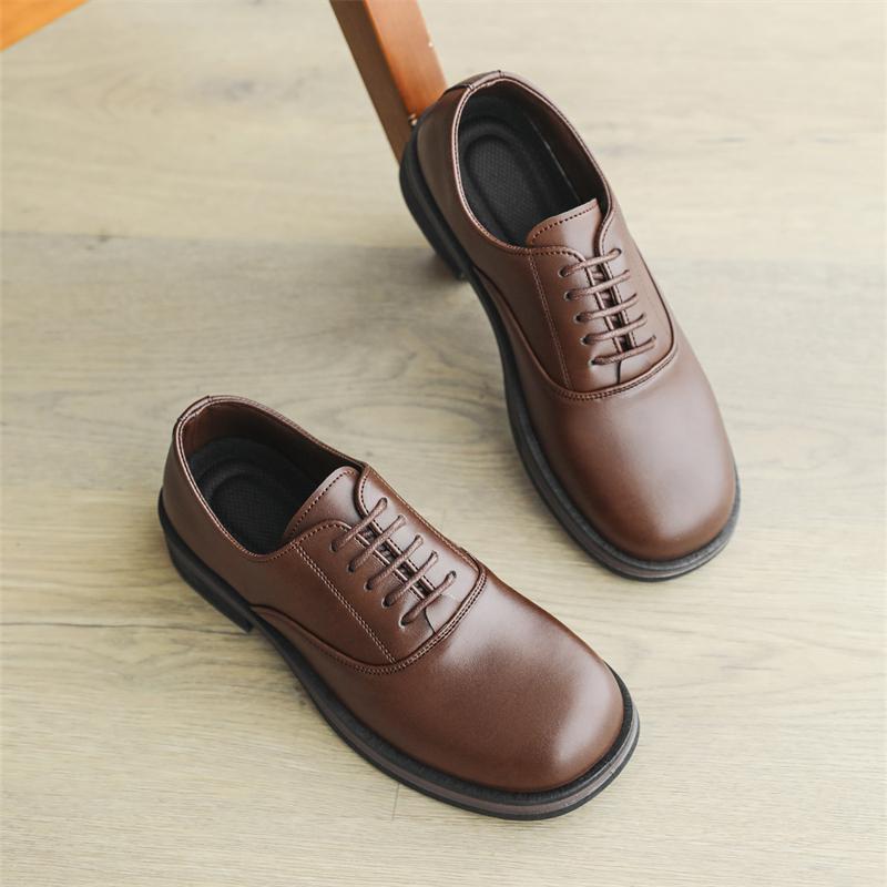 Fashion Lace-Up Men's Oxford Shoes Classic Casual Leather Walking Shoes for Men Outdoor Lace-Up Flats Comfortable Business Dress Shoes