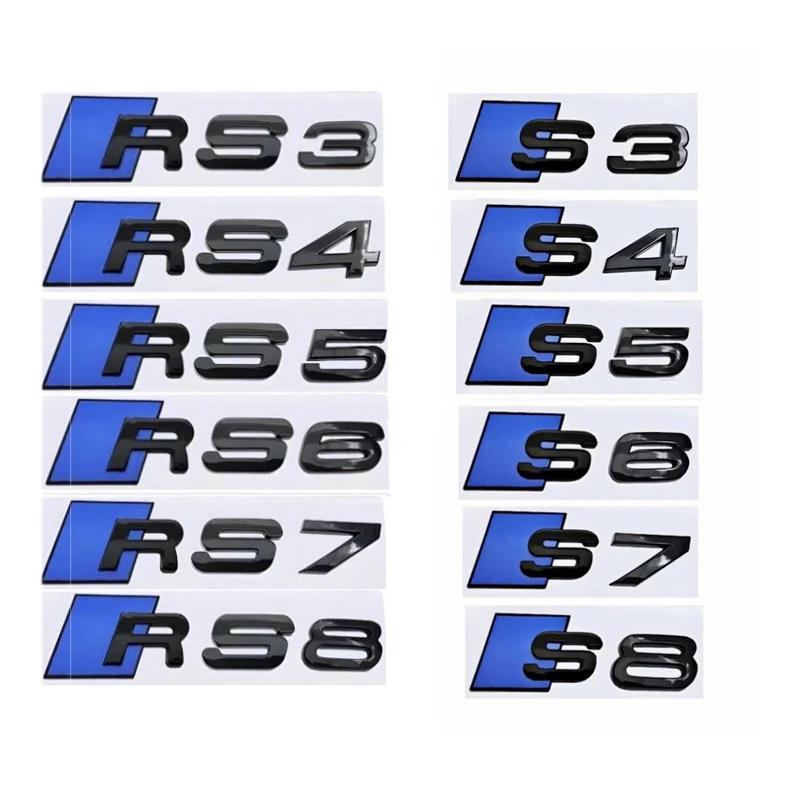 Plastic Modified Accessories Car Letter Emblem Stickers for Audi RS7 RS8 S3 RS3 RS4 RS5 RS6 S4 S5 S6 S7 S8 Logo Rear Trunk Badge