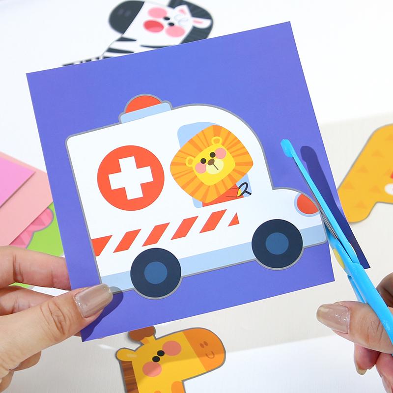 40Pcs Handmade Visual Card Paper Cutting Games Number Letter Traffic Dinosaur Fruit Cognitive Game Early Education Toys Gifts