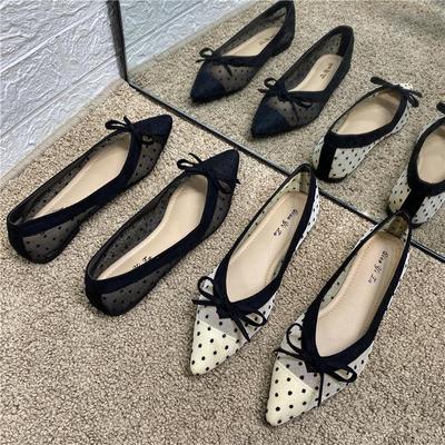 Chaussures d'été pour femmes Sexy Chaussures plates pour femmes 2024 Bout pointu Transparent clair avec nœud Ballerines Noir Jeune Haute qualité E A