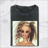 Retro Washed Messy Doll Shirt, Unsettling Doll Portrait T-shirt Quirky Cute Statement Pure Cotton Couple's Casual Spring/summer