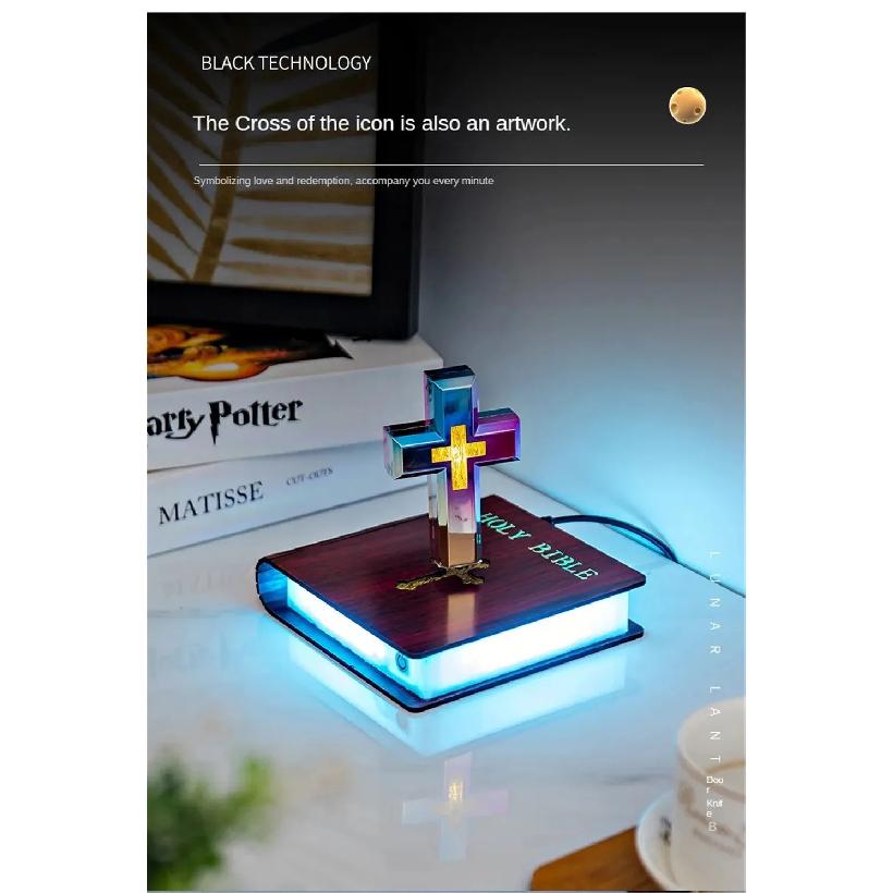 Magnetic Levitation Cross Bible Night Light for Room Home Decoration Desk Accessories Decor Novelty Gift
