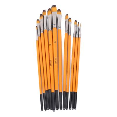 12Pcs Acrylic Paint Brushes Smoothing Nylon Wooden Handle Metal Ferrule Widely Used Artist Paint Brushes for Craft Art