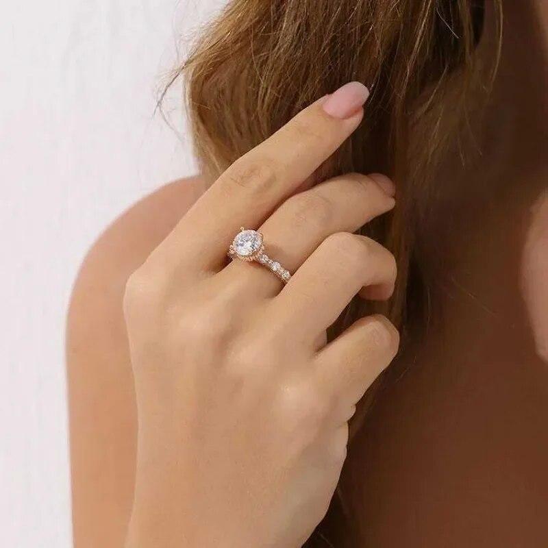 Sace Gems GRA Certified 1ct Moissanite Ring VVS1 Lab Diamond Solitaire Ring for Women Engagement Promise Wedding Band Jewelry