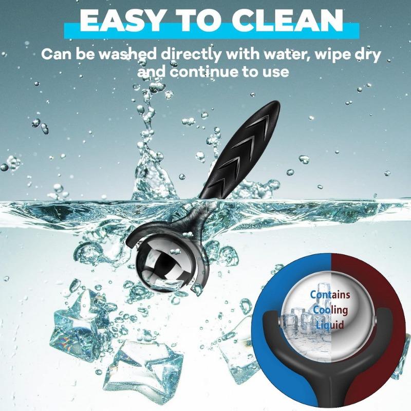 Stainless Steel Massage Ball Roller Fitness Ball Cold and Hot Compress Fascia Ball Handheld Rolling Massage Stick