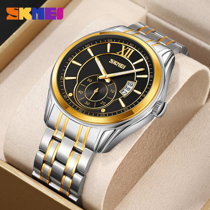 SKMEI 9319 Brand Fashion Trend Men Watch Waterproof Steel Calendar Luminous Quartz Watch Business Clock Gift Wristwatches