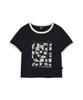 LMR Cat Foster Ringer Crop Short Sleeve T-Shirt Navy