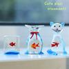 Creative Mini Handcrafted Glass Fish Figurine Cute Transparent Fish Ornaments Desktop Decoration Home Office Decor Figurine New