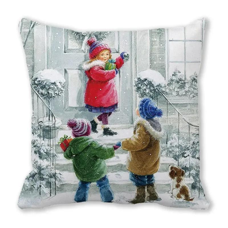 Home Decor Spring/Summer Pillowcase Animal Cat Dog Duck Sheep Print Cushion Cover Sofa Polyester  Funda De Almohada