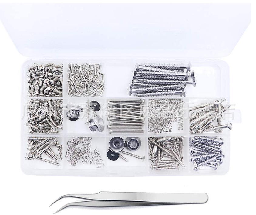 

Набір з 9 гвинтів та кнопок для ременя гітари в коробці - Сріблястий, Чорний, Золотий Random screw arrangement срібний