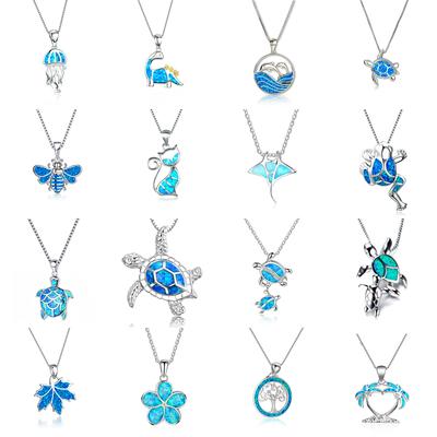 Collana Ciondolo Medusa Carina Blu Bohemia Opale Sintetico Per Donna Fascino Cristallo Girasole Collane Regalo per Donna