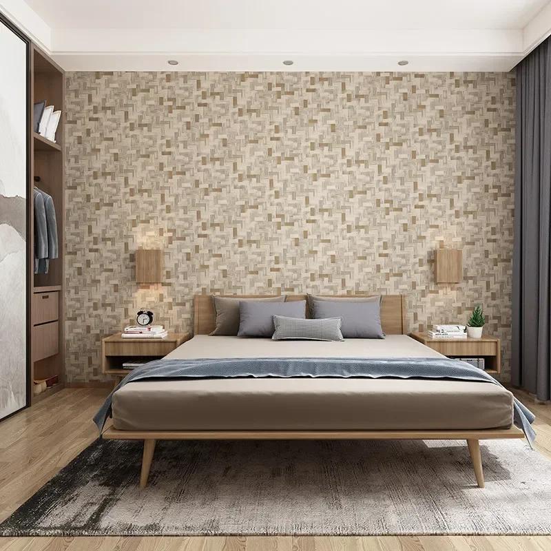 

Китайские бамбуковые и ротанговые плетеные обои для гостиной, дома для проживания, чайной комнаты, фоновые обои для стен, самоклеящиеся 53cmx3m