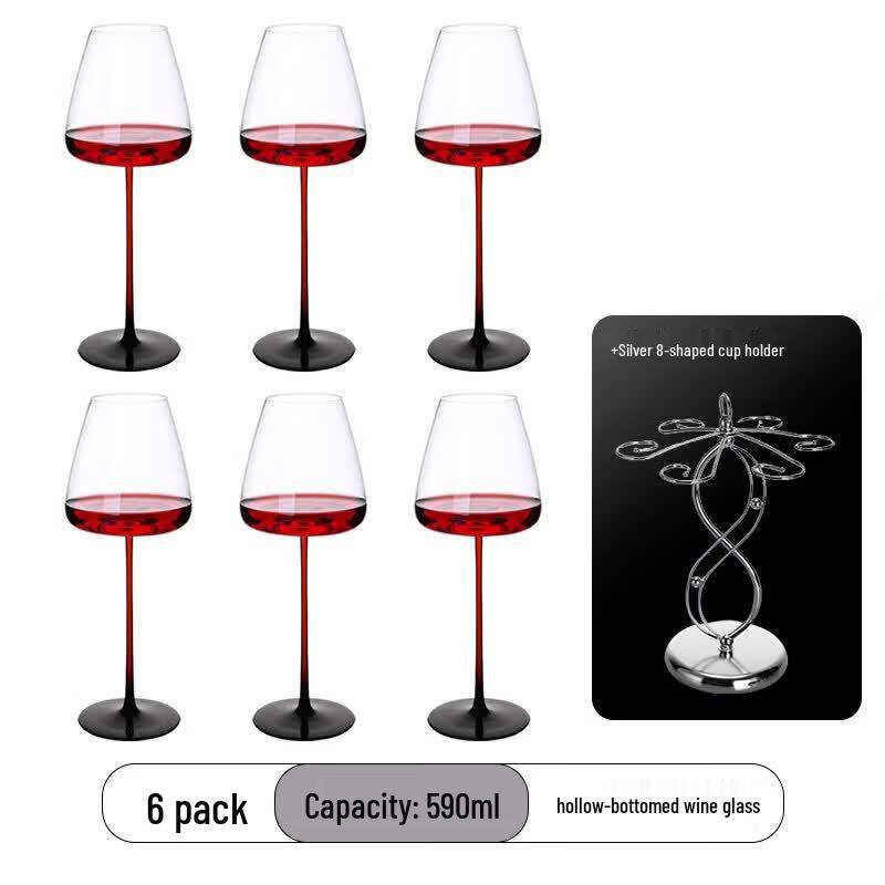 Premium Handmade Burgundy Red Wine Glass Set