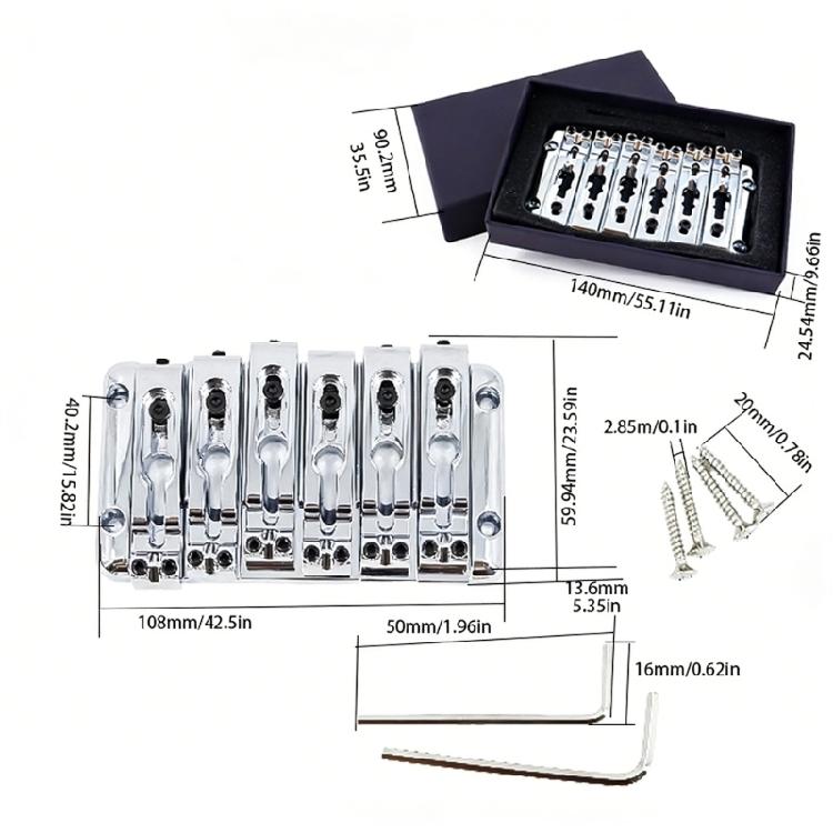 Zinc Alloy 6 String Guitar Bridge Enduring Separated Saddles 6 String Guitar Bridge For Enhanced Tone And Stability