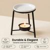 Ceramic Bowl Aromatherapy Stove Iron Base Tealight Holder Aroma Diffuser  Living Room