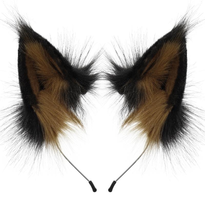 Faux Furs Foxes Wolf Ears Headband Furry Handmade Animal Ears Hairband Headwear Halloween Costume Cosplay Accessories