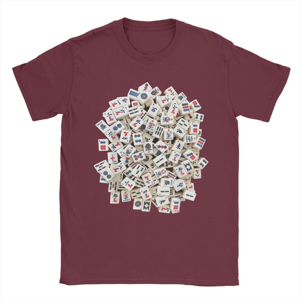 Streetwear T-Shirt Mah Jong Tiles Mah Jongg Mahjong Game Cotton T-Shirts Novelty Tee Shirt for Men Summer Y2K Short Sleeve Tops